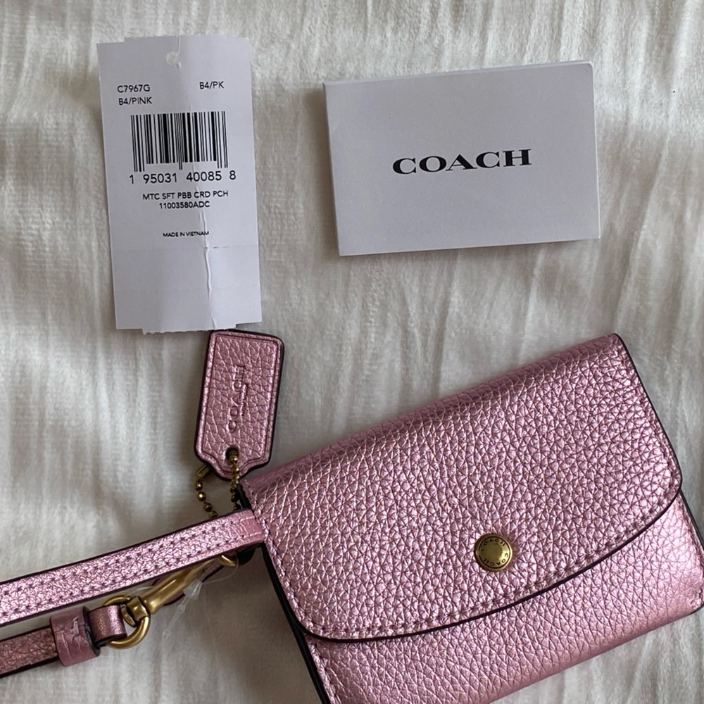 Coach Pink Leather Wristlet